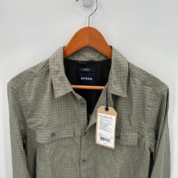 PRANA NWT Men's Garvan Long Sleeve Shirt in Evergreen // Small Tall - Picture 3 of 12